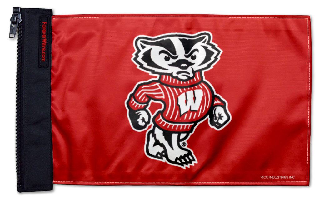 Wisconsin 11"x17" Forever Wave Flag for Jeep Wrangler JL 2-Door 2018-Present