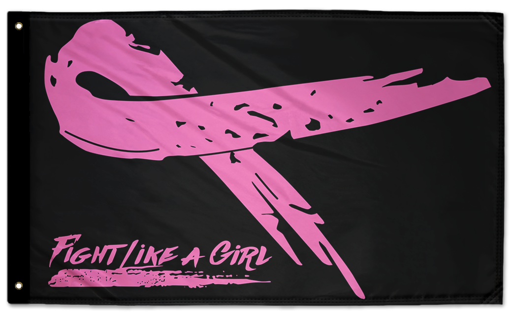 Pink Ribbon 3'x5' Double-Sided Flag