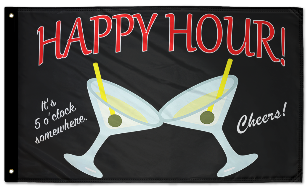 Happy Hour Martinis 3'x5' Double-Sided Flag
