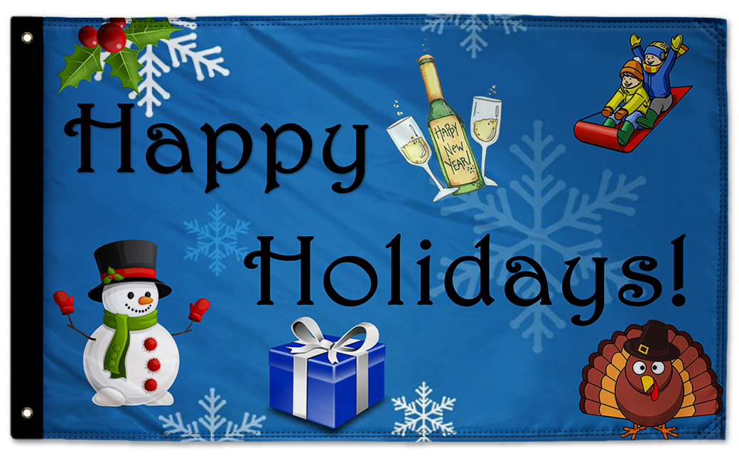 Happy Holidays 3'x5' Double-Sided Flag