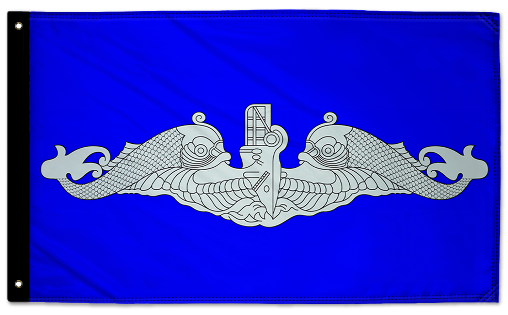 Submarine Silver Dolphins 3'x5' Double-Sided Flag