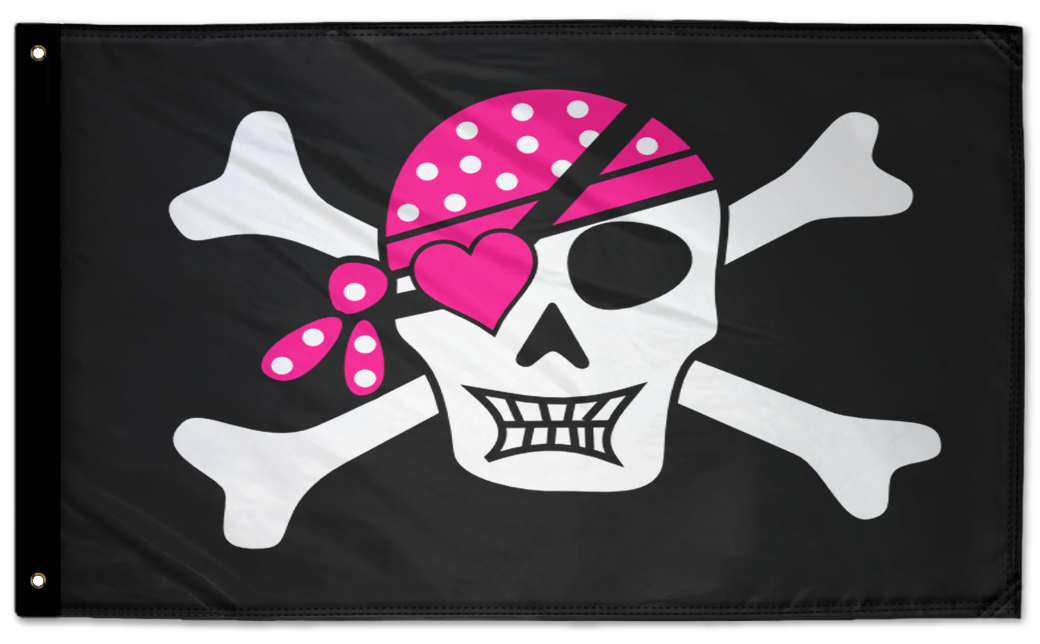 Pink Pirate 3'x5' Double-Sided Flag