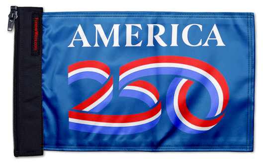 America 250 Forever Wave blue flag for Ford Bronco, 12"x18" double-sided with zip-on sleeve