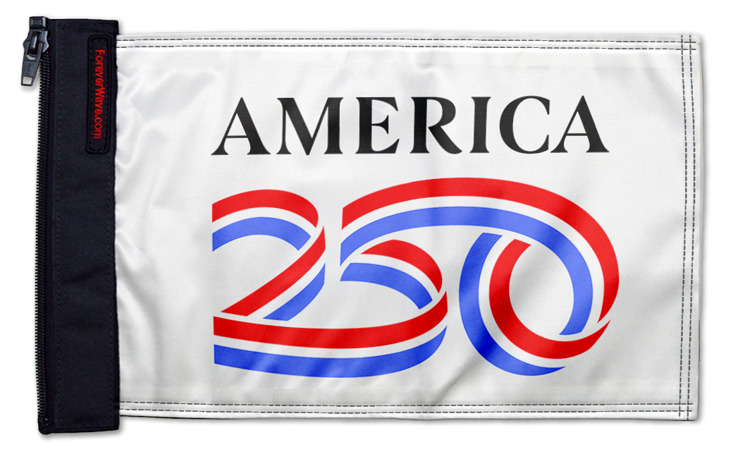 America 250 12"x18" Forever Wave Flag for Golf Carts
