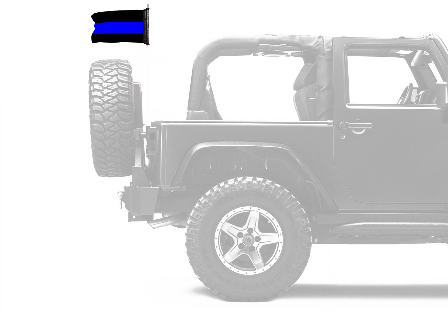Thin Blue Line 12"x18" Forever Wave Flag for Jeep Wrangler JKU 4-Door 2007-2018