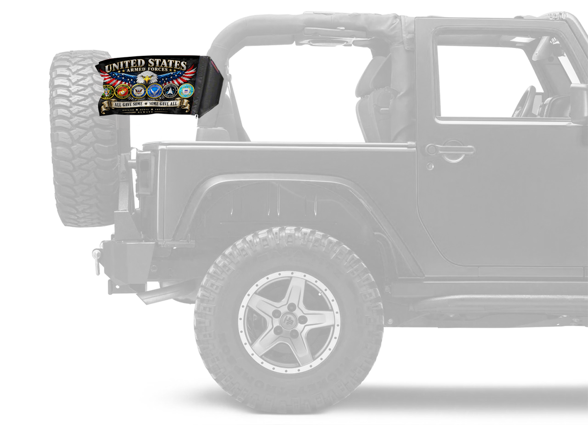 Armed Forces 12"x18" Forever Wave Flag for Jeep Wrangler JK 2-Door 2007-2018