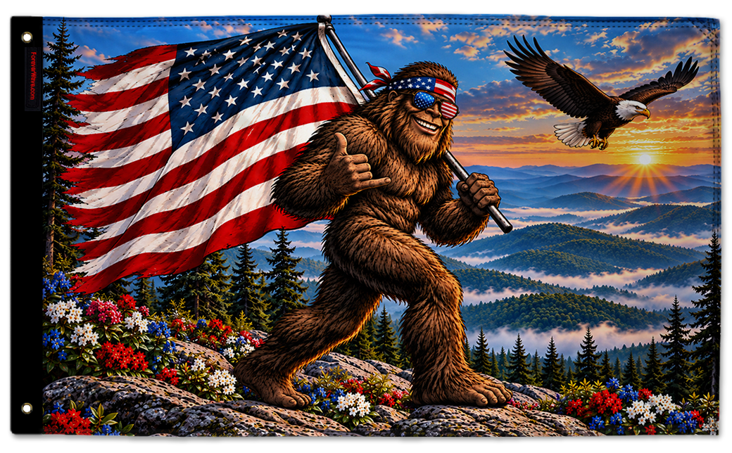 Bigfoot Patriot 3'x5' double-sided flag made in the USA