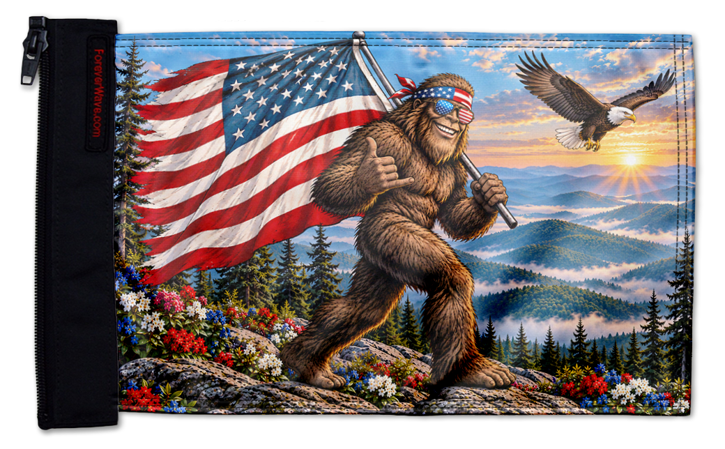 Bigfoot Patriot 12"x18" Forever Wave zip-on flag for Jeep Wrangler TJ