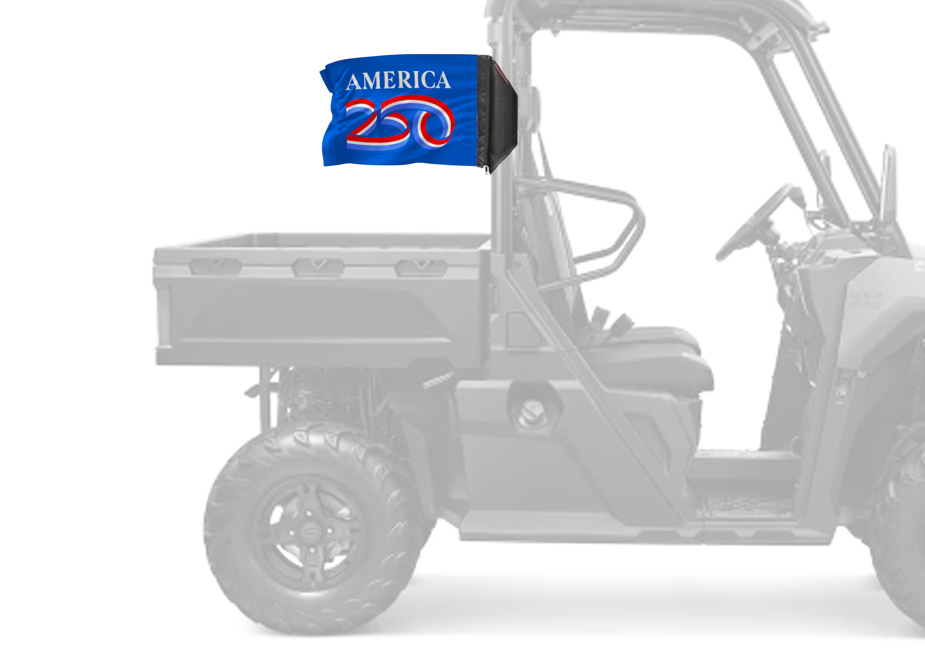America 250 Forever Wave blue flag mounted on a UTV