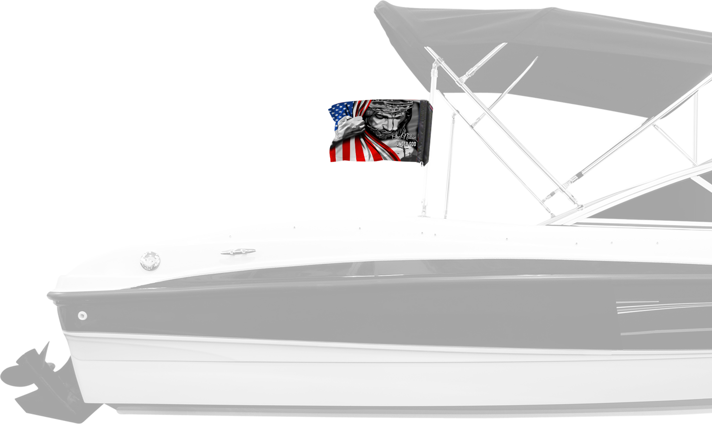 One Nation 12"x18" Forever Wave Flag for Boats