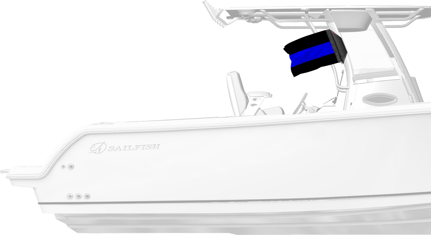Thin Blue Line 12"x18" Forever Wave Flag for Boats