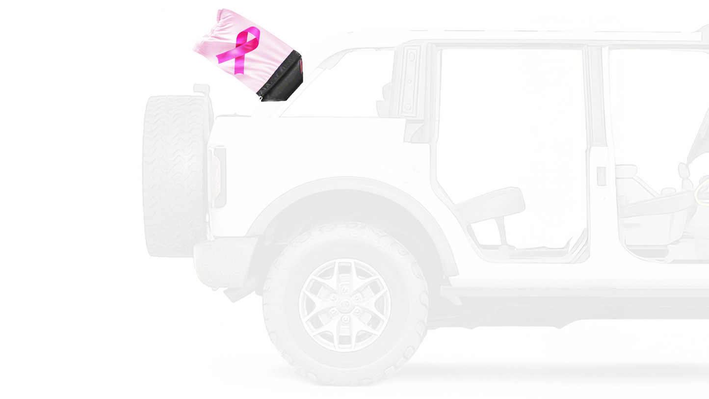 Pink Ribbon 12"x18" Forever Wave Flag for Bronco