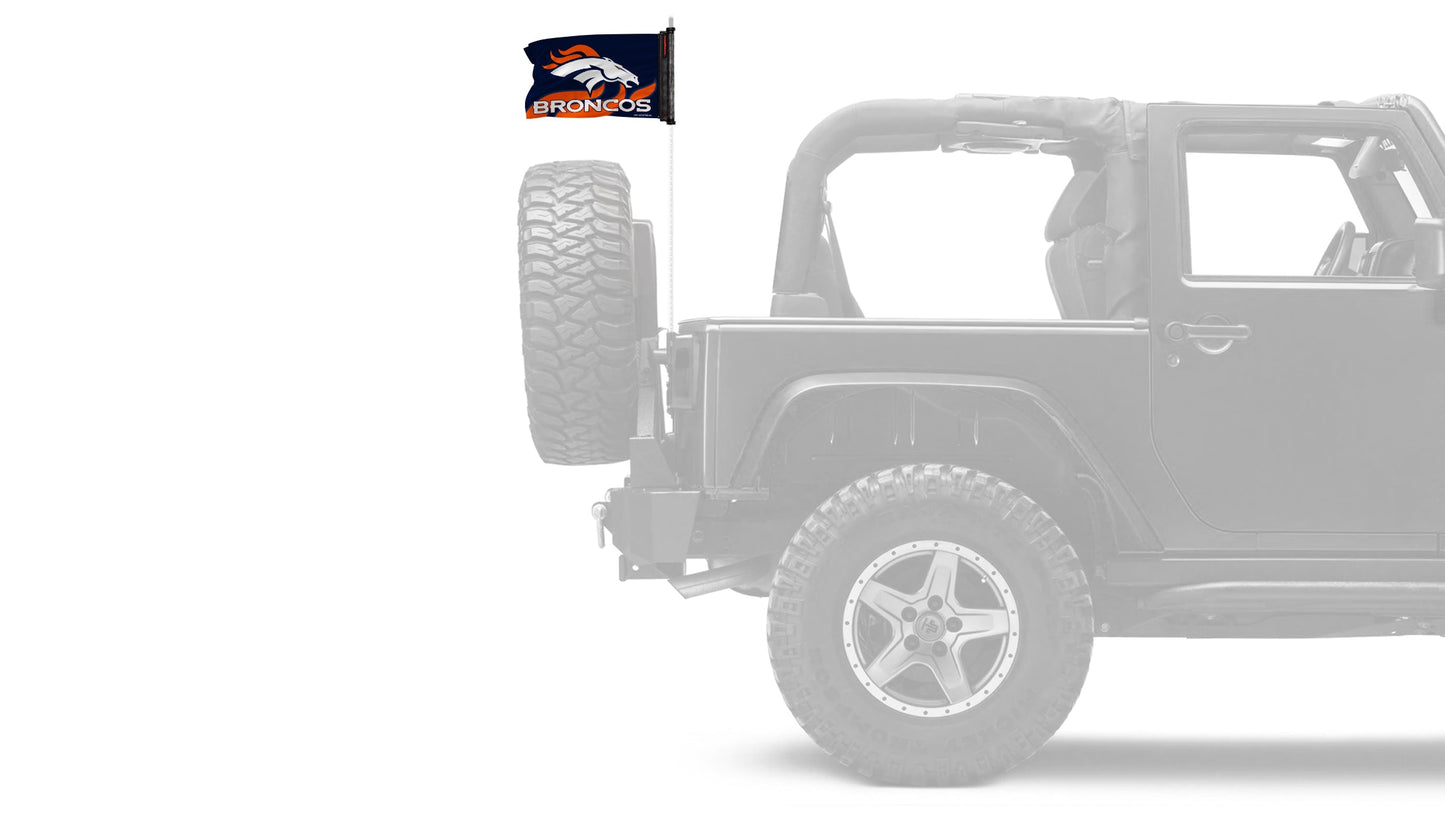 Denver Broncos 11"x17" Forever Wave Flag for Jeep Wrangler JK 2-Door 2007-2018