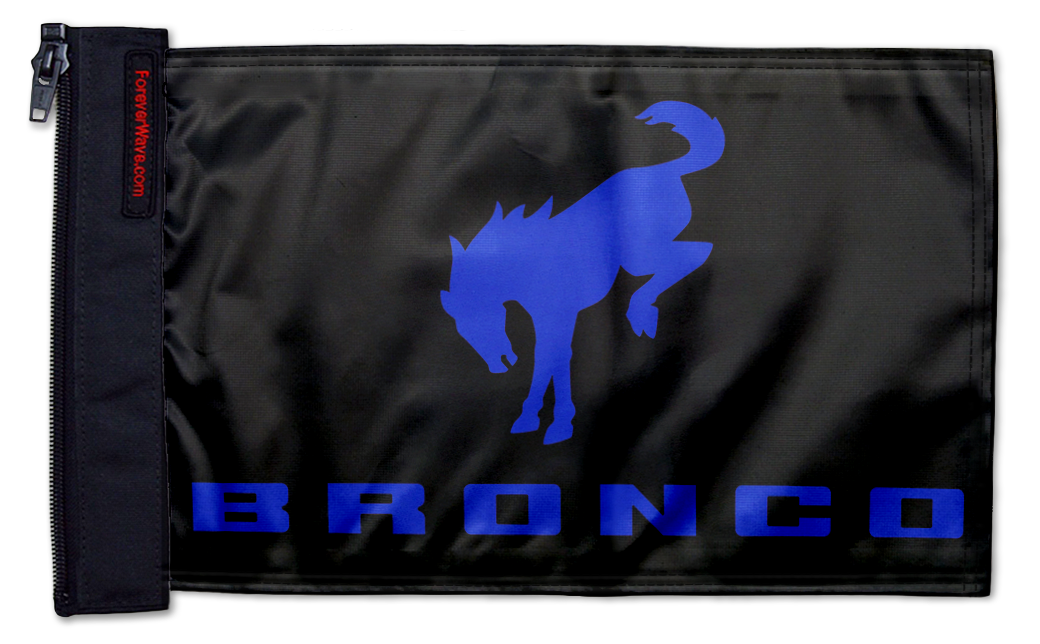 Bucking Bronco 12"x18" Forever Wave Flag for Jeep Wrangler JK 2-Door 2007-2018