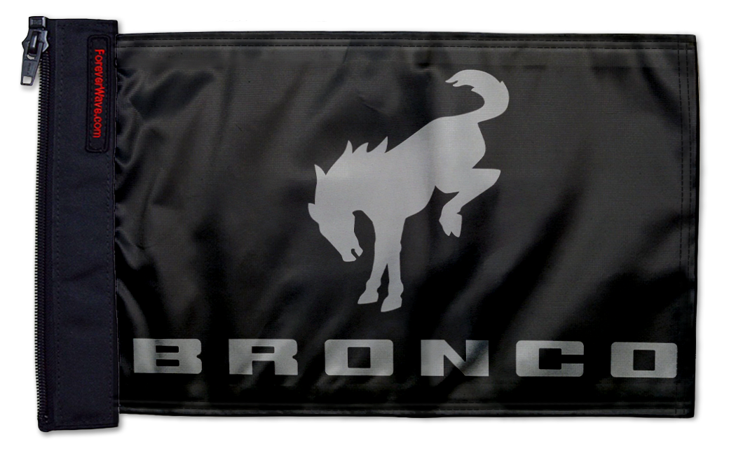 Bucking Bronco 12"x18" Forever Wave Flag for Golf Carts