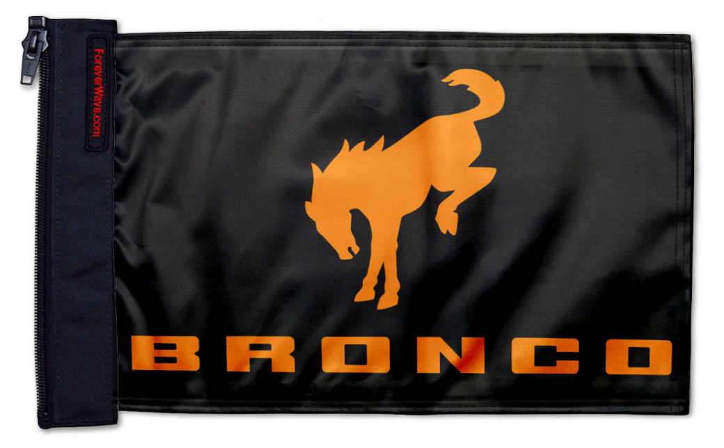 Bucking Bronco 12"x18" Forever Wave Flag for Jeep Wrangler JK 2-Door 2007-2018