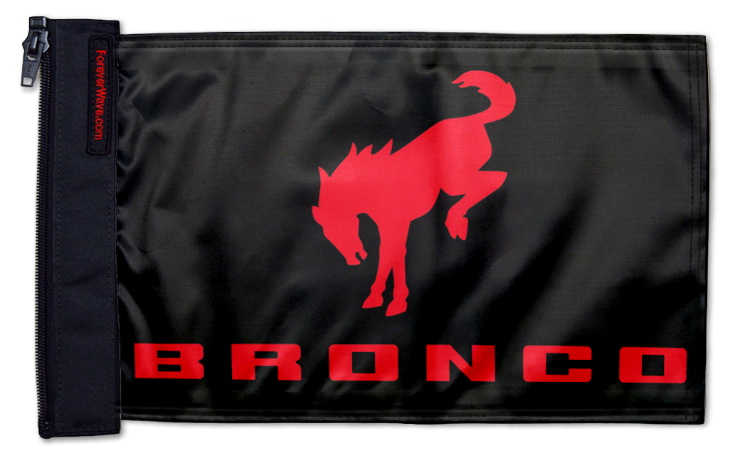Bucking Bronco 12"x18" Forever Wave Flag for Jeep Wrangler JKU 4-Door 2007-2018