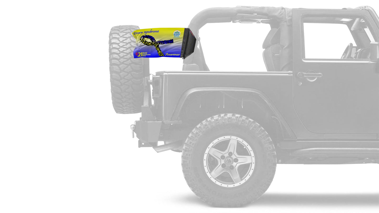 Down Syndrome Awareness 12"x18" Forever Wave Flag for Jeep Wrangler YJ 1986-1995