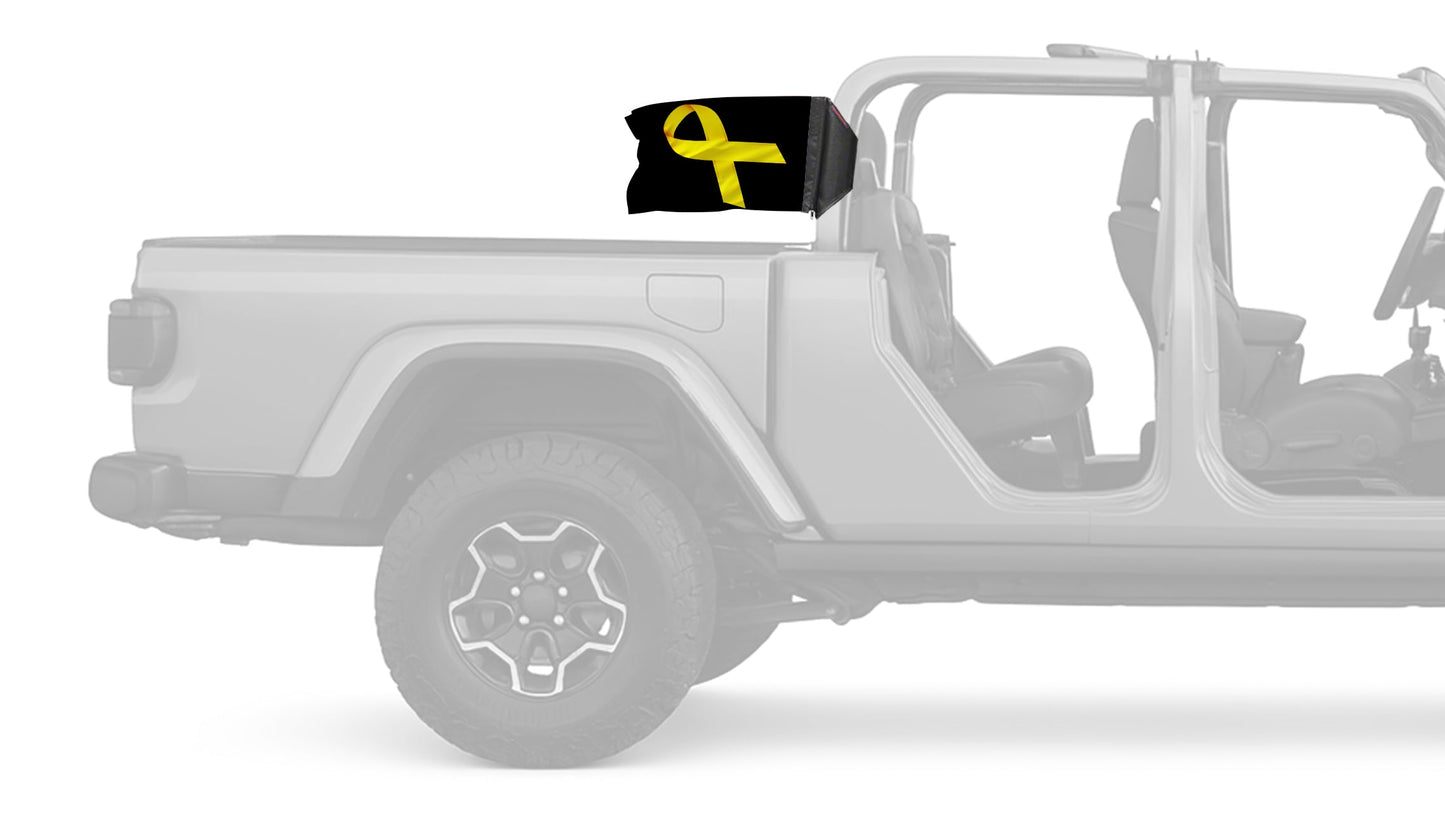 Gold Ribbon 12"x18" Forever Wave Flag for Jeep Gladiator JT