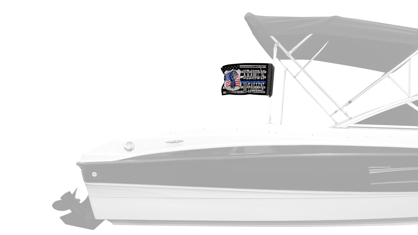 Krawl'n For The Fallen 12"x18" Forever Wave Flag for Boats