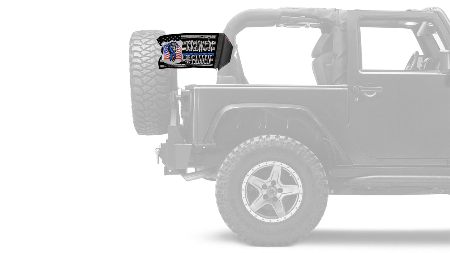 Krawl'n For The Fallen 12"x18" Forever Wave Flag for Jeep Wrangler LJ 2003-2006