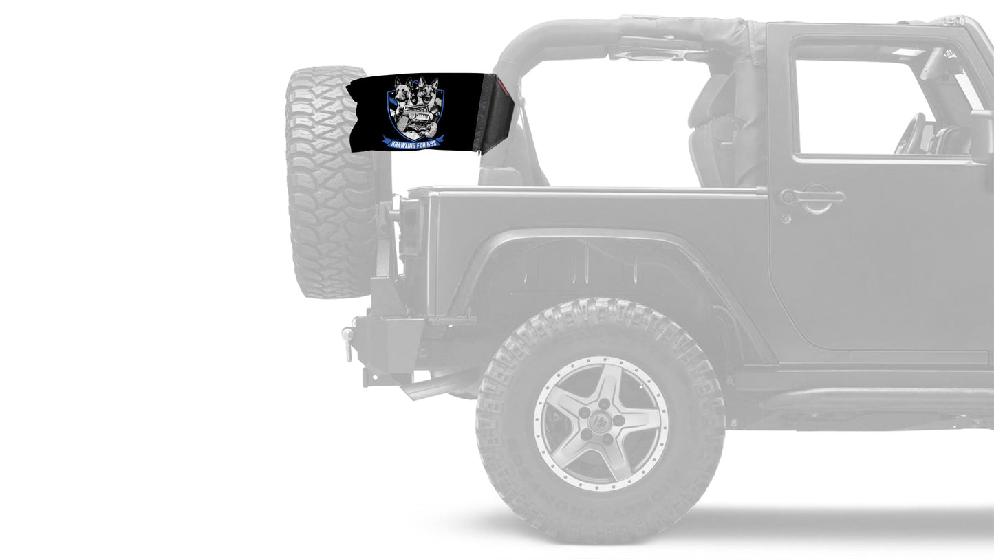 Krawling For K9s 12"x18" Forever Wave Flag for Jeep Wrangler JLU 4-Door 2018-Present