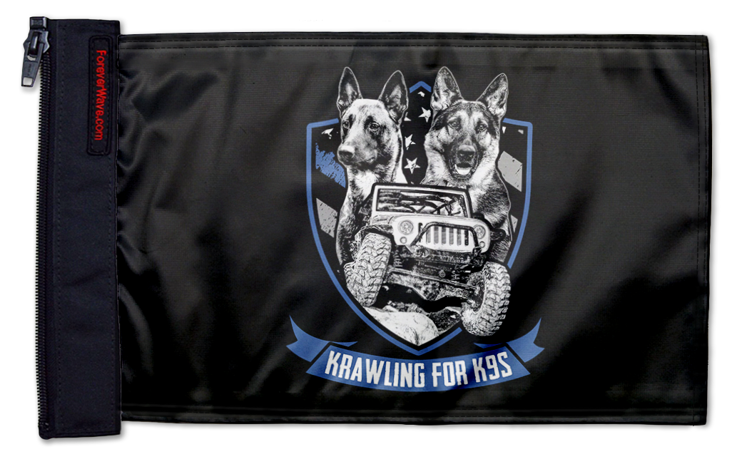 Krawling For K9s 12"x18" Forever Wave Flag for Golf Carts