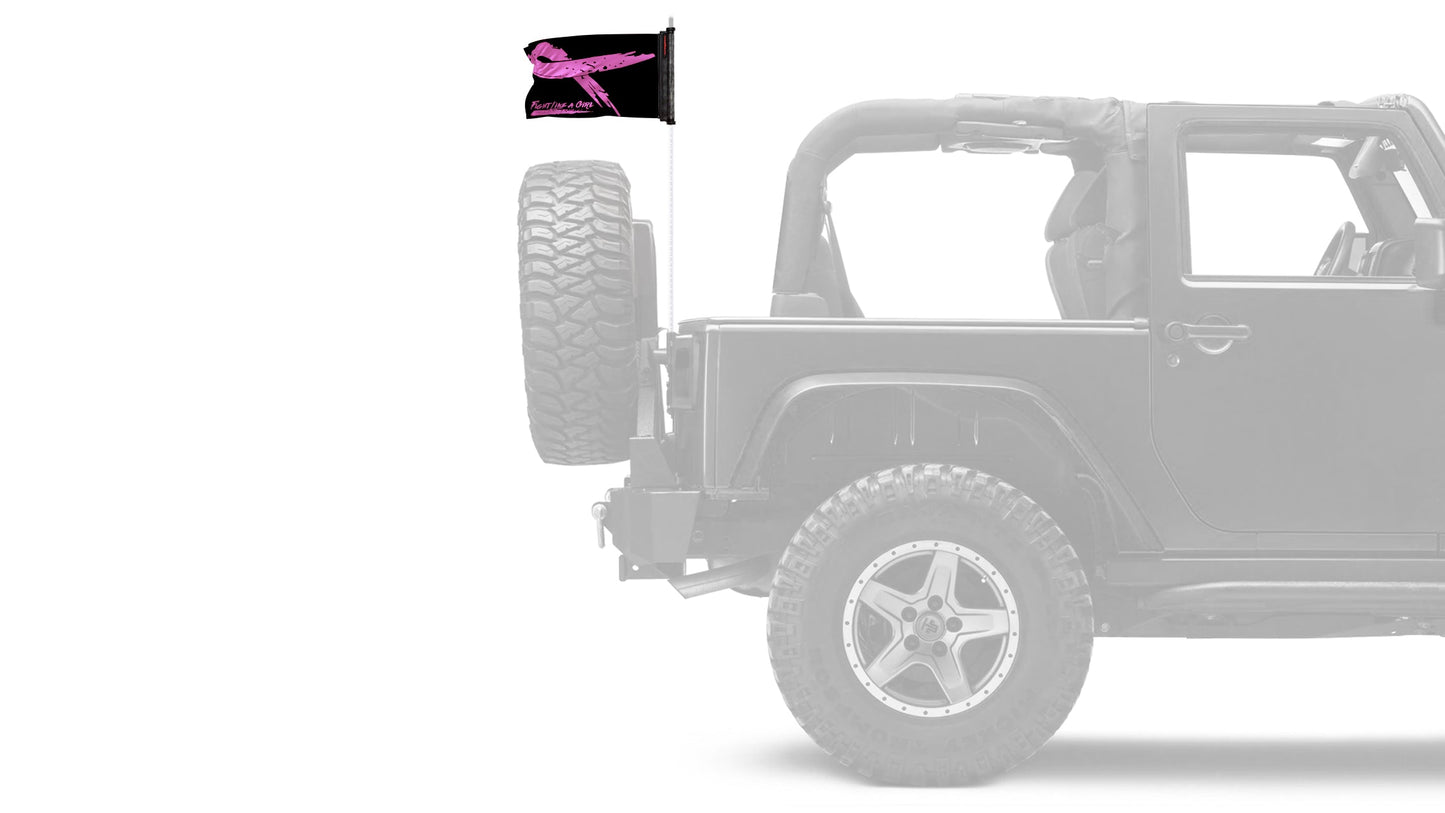 Pink Ribbon Fight Like A Girl 12"x18" Forever Wave Flag for Jeep Wrangler JL 2-Door 2018-Present