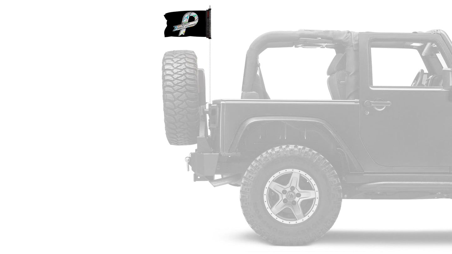 Support Cancer Awareness 12"x18" Forever Wave Flag for Jeep Wrangler LJ 2003-2006