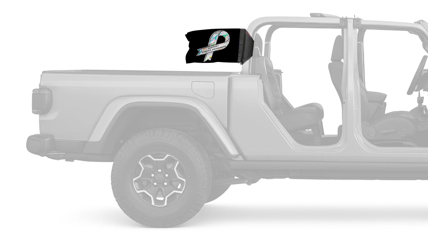 Support Cancer Awareness 12"x18" Forever Wave Flag for Jeep Gladiator JT