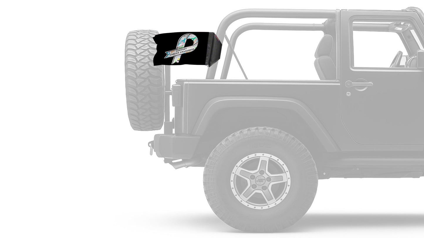 Support Cancer Awareness 12"x18" Forever Wave Flag for Jeep Wrangler JL 2-Door 2018-Present