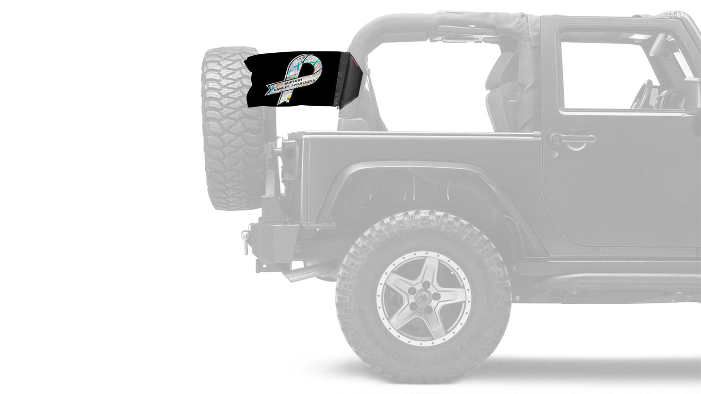 Support Cancer Awareness 12"x18" Forever Wave Flag for Jeep Wrangler LJ 2003-2006