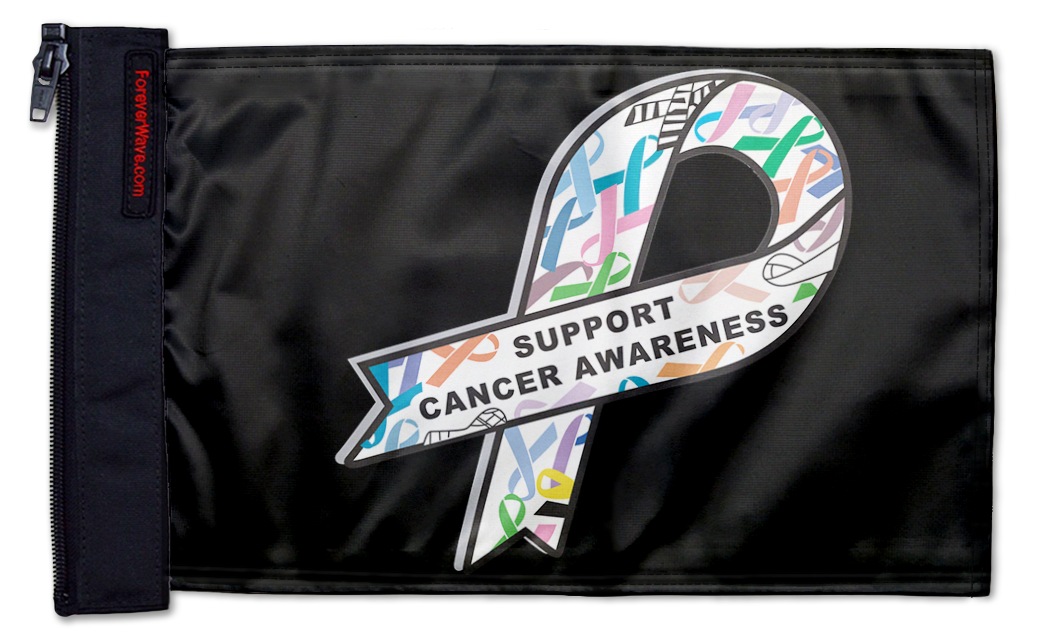 Support Cancer Awareness 12"x18" Forever Wave Flag for Bronco