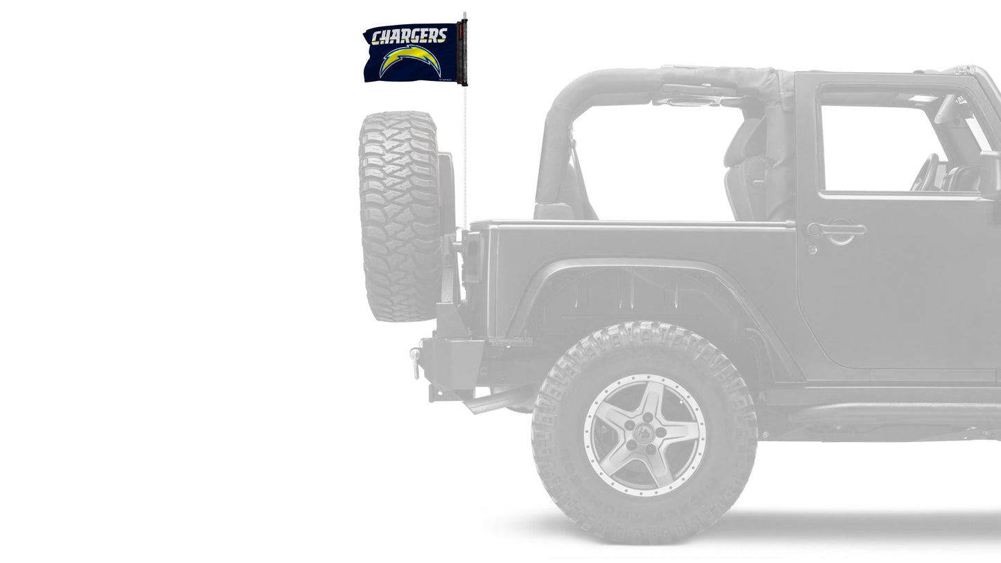 Los Angeles Chargers 11"x17" Forever Wave Flag for Jeep Wrangler JLU 4-Door 2018-Present