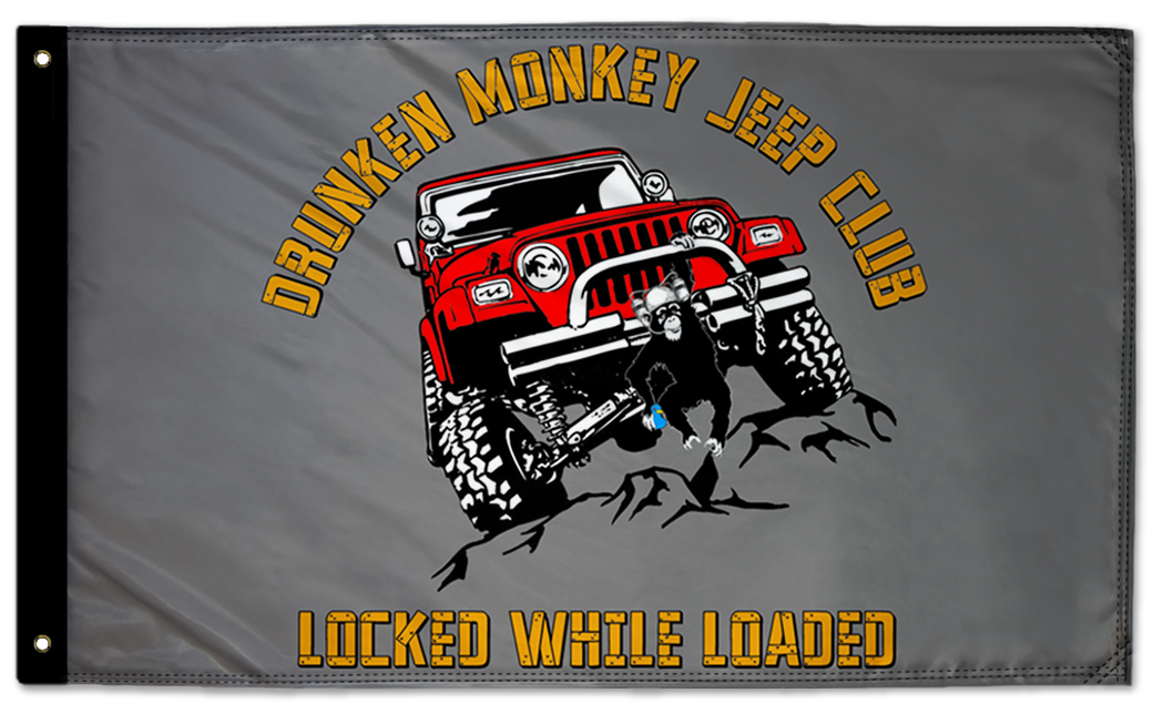 Drunken Monkey Jeep Club 3'x5' Double-Sided Flag
