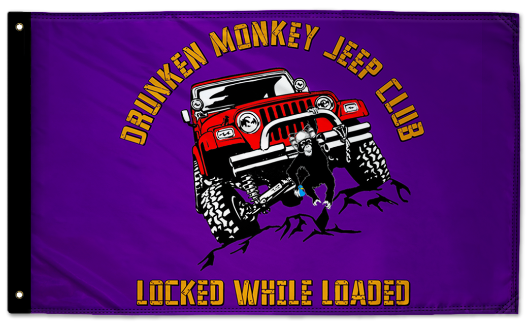 Drunken Monkey Jeep Club 3'x5' Double-Sided Flag