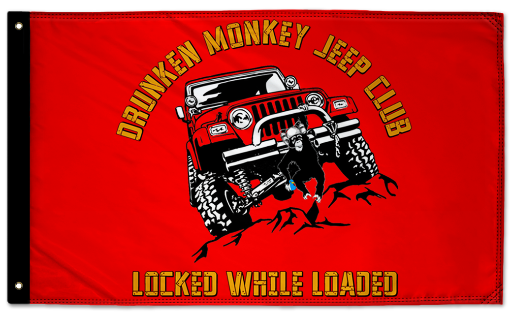 Drunken Monkey Jeep Club 3'x5' Double-Sided Flag