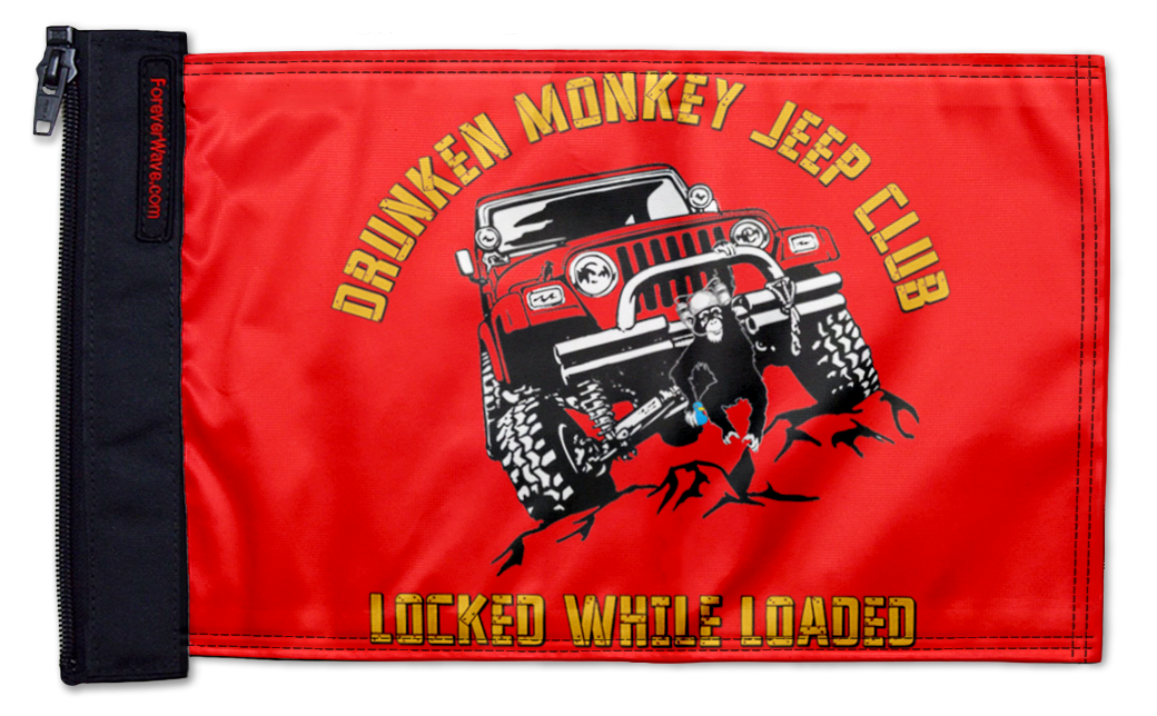 Drunken Monkey Jeep Club 12"x18" Forever Wave Flag