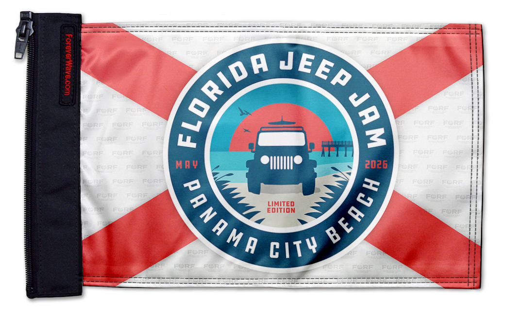 Florida Jeep Jam 2026 12"x18" Forever Wave Flag for Golf Carts
