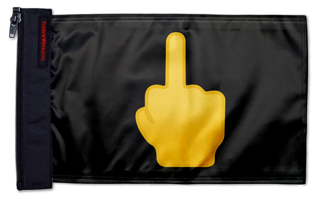 Emoji Middle Finger 12"x18" Forever Wave Flag for Golf Carts