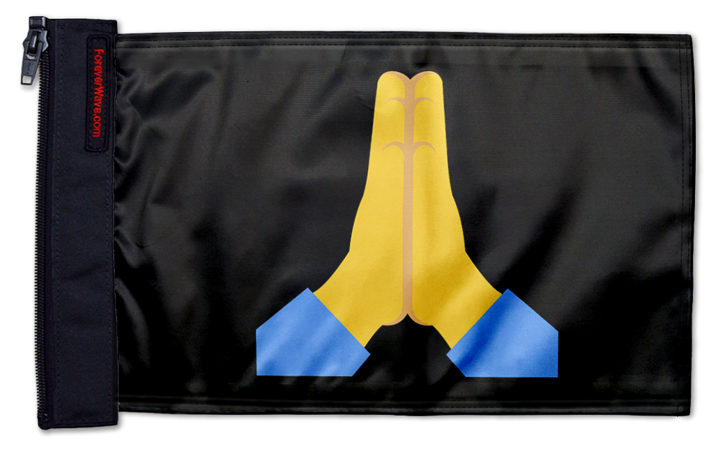 Emoji Praying Hands 12"x18" Forever Wave Flag for UTVs