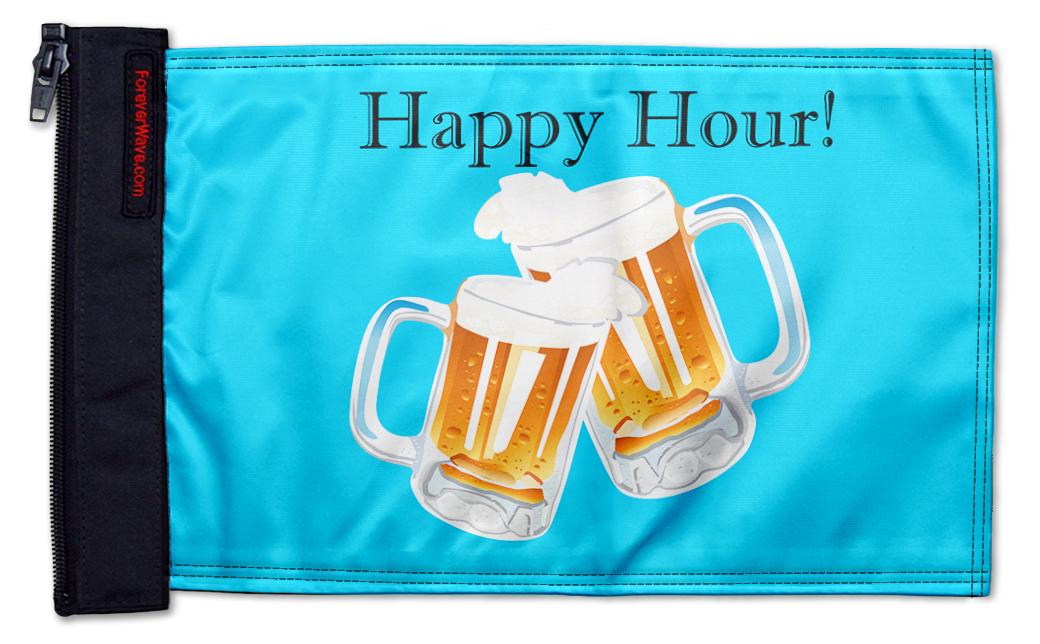 Happy Hour Beers 12"x18" Forever Wave Flag for Jeep Wrangler TJ 1996-2006