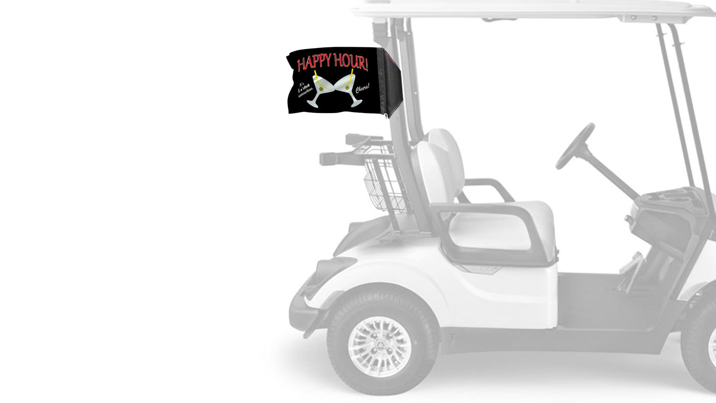 Happy Hour Martinis 12"x18" Forever Wave Flag for Golf Carts