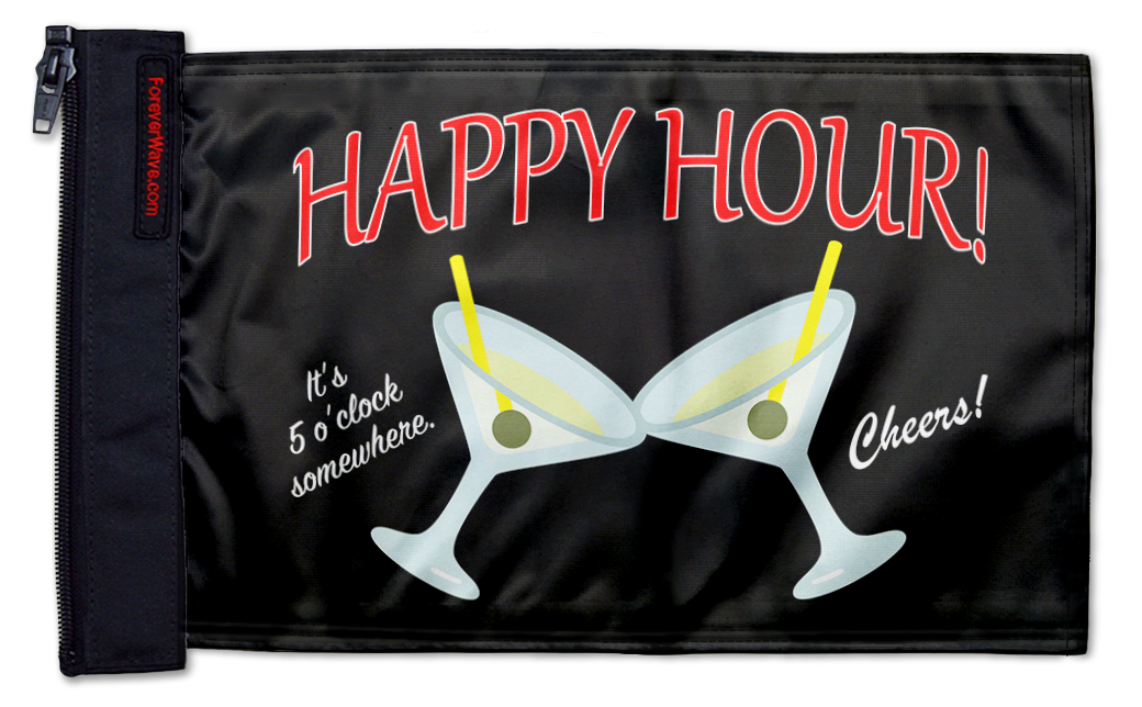 Happy Hour Martinis 12"x18" Forever Wave Flag for Jeep Wrangler YJ 1986-1995