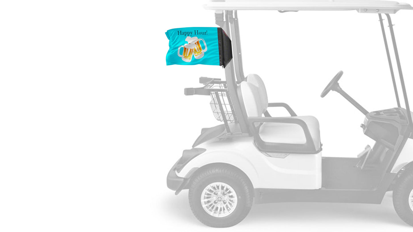 Happy Hour Beers 12"x18" Forever Wave Flag for Golf Carts