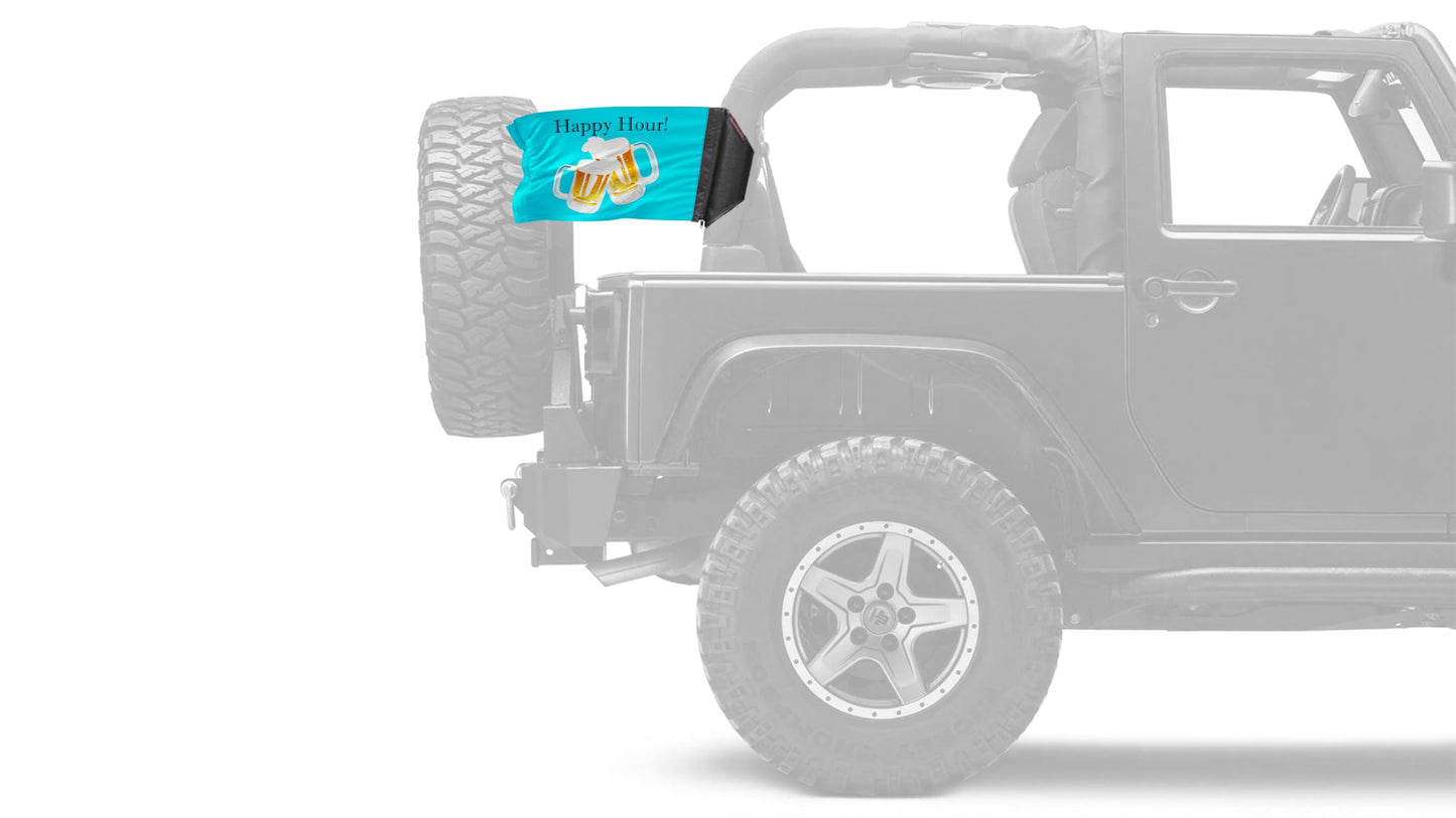 Happy Hour Beers 12"x18" Forever Wave Flag for Jeep Wrangler JK 2-Door 2007-2018