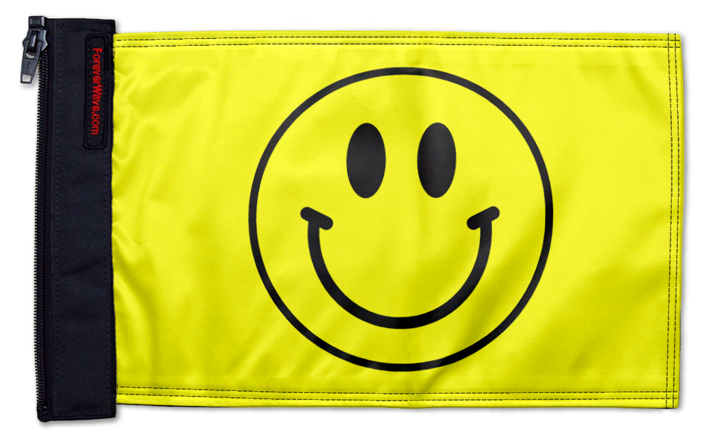 Smiley Face 12"x18" Forever Wave Flag for Golf Carts