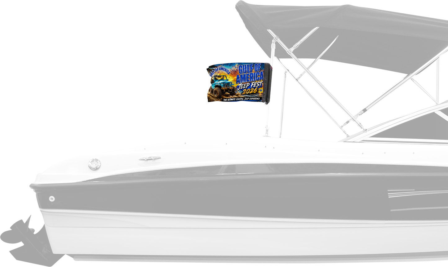Gulf Of America Jeep Fest 2026 12"x18" Forever Wave Flag for Boats