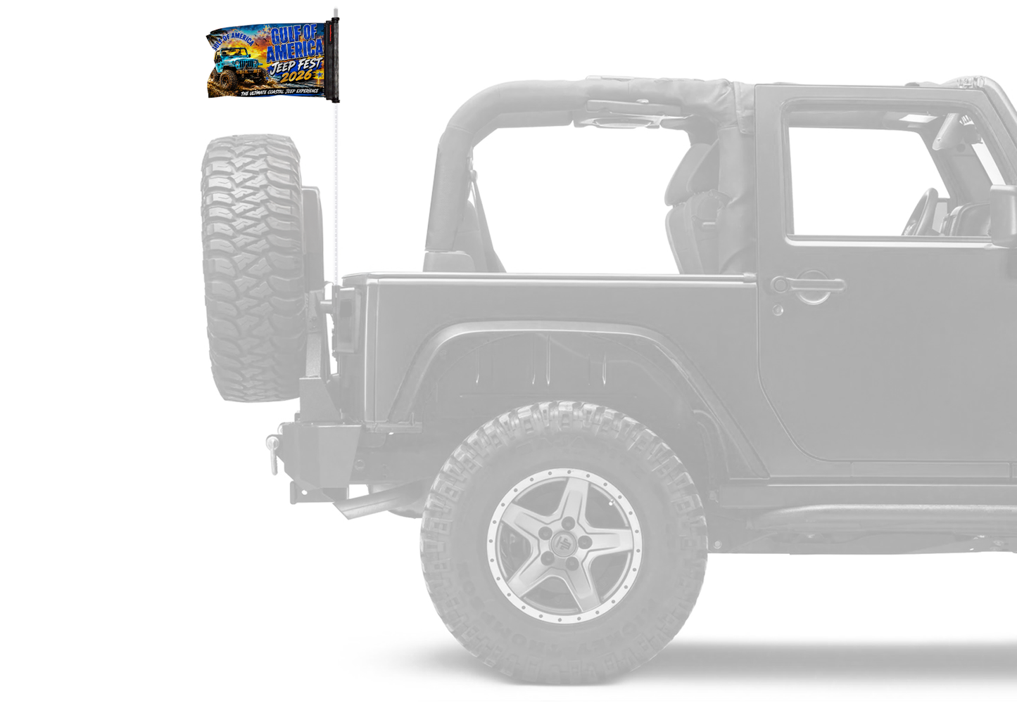 Gulf Of America Jeep Fest 2026 12"x18" Forever Wave Flag for Jeep Wrangler YJ 1986-1995