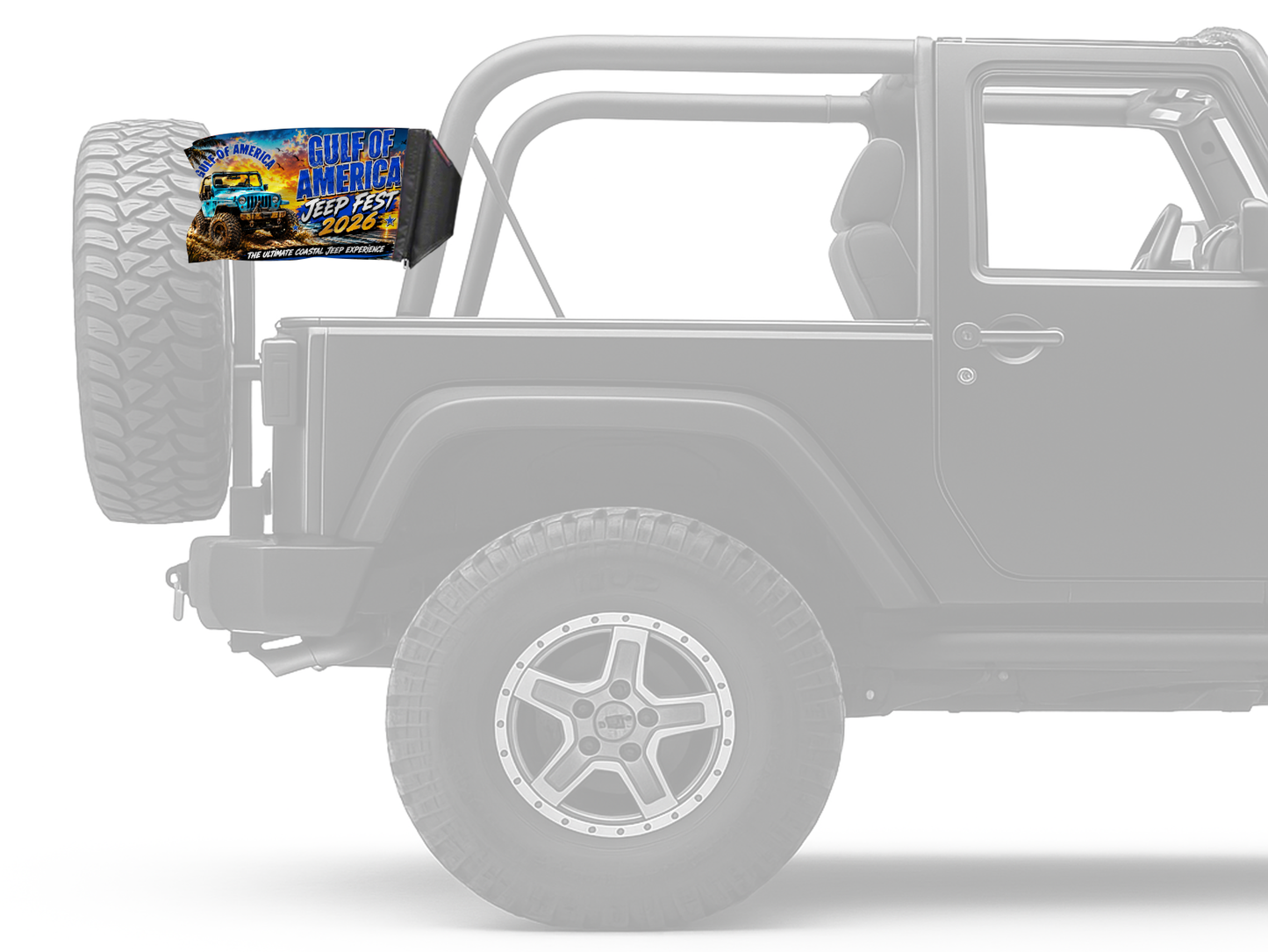 Gulf Of America Jeep Fest 2026 12"x18" Forever Wave Flag for Jeep Wrangler YJ 1986-1995